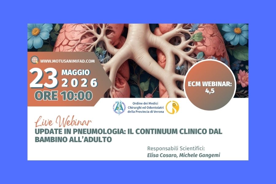 Clicca per accedere all'articolo Evento Webinar-23 Maggio 2026 ore 10.00- "UPDATE IN PNEUMOLOGIA: IL CONTINUUM CLINICO DAL BAMBINO ALL' ADULTO"