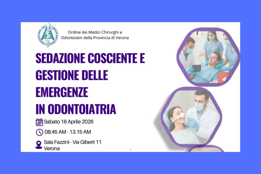 Clicca per accedere all'articolo Sabato 18 Aprile 2026 ore 8.45  presso Sala Fazzini "SEDAZIONE COSCIENTE E GESTIONE DELLE EMERGENZE IN ODONTOIATRIA"